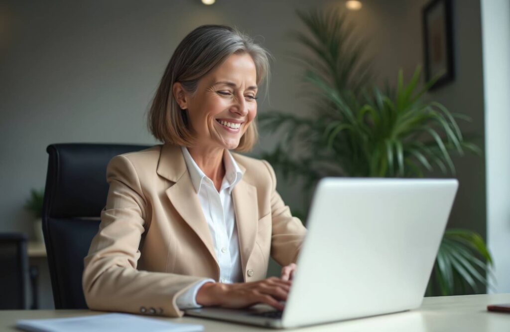 mature executive manager at desk